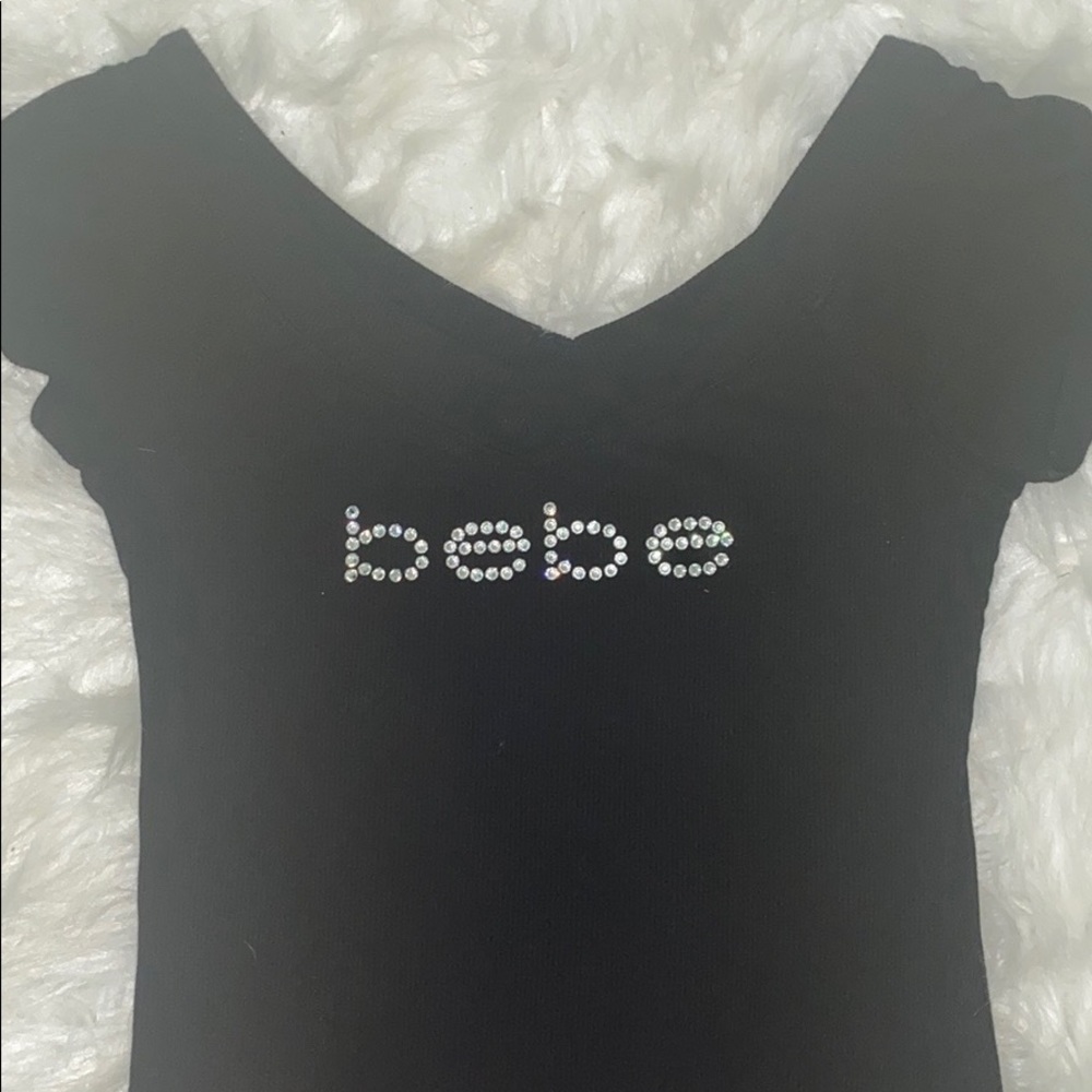 Short sleeve rhinestone Bebe top